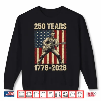 Sweatshirt Abraham Lincoln Playing Guitar 4th of July 250th Anniversary Shirt