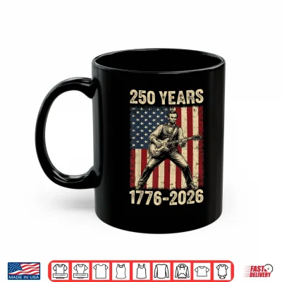 Mug Abraham Lincoln Playing Guitar 4th of July 250th Anniversary Shirt