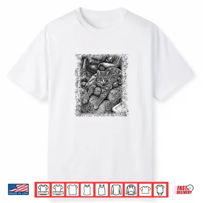 Dark Psychedelic Cat Graphic Surrealism Goth Shirt