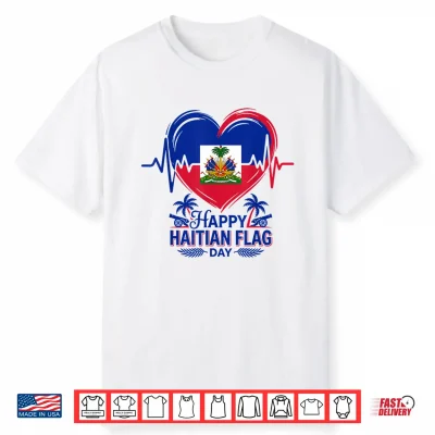 Fireworks Happy Haitian Flag Day Haiti Heartbeat Pride Shirt