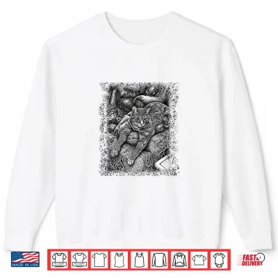 Sweatshirt Dark Psychedelic Cat Graphic Surrealism Goth Shirt