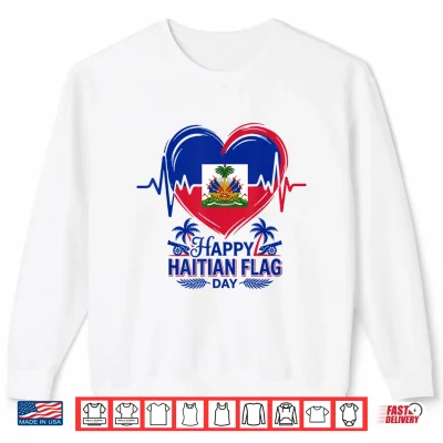 Sweatshirt Fireworks Happy Haitian Flag Day Haiti Heartbeat Pride Shirt