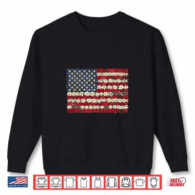Sweatshirt Floral American Flag Flowers Wildflowers 4th of July Shirt