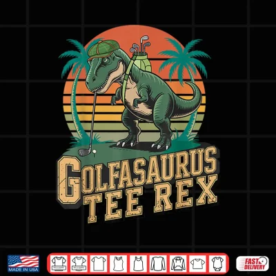 Design Golfasaurus Tee Rex Vintage Golf Dinosaur Retro Design Shirt