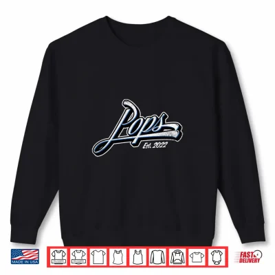 Sweatshirt Mens Vintage Pops Est. 2022 for New Grandpa Fathers Day Performance Shirt