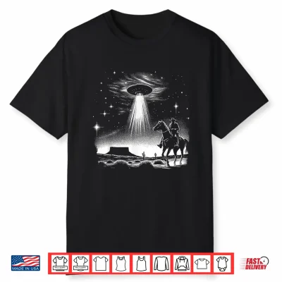 Retro Cowboy Ufo Desert Encounter Vintage Sci Fi Tee Shirt