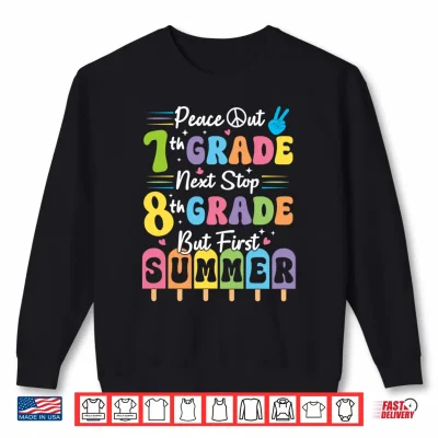Sweatshirt Peace We Out 7th Grade Summer Graduation Seventh Grader Grad Performance Shirt