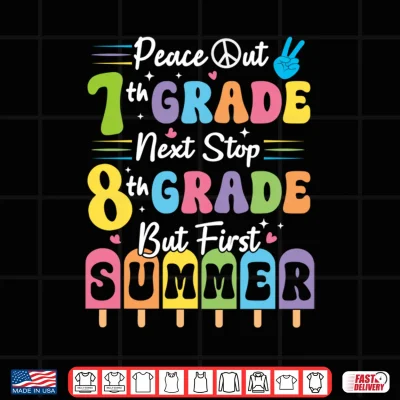 Design Peace We Out 7th Grade Summer Graduation Seventh Grader Grad Performance Shirt