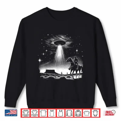 Sweatshirt Retro Cowboy UFO Desert Encounter Vintage Sci Fi Tee Shirt