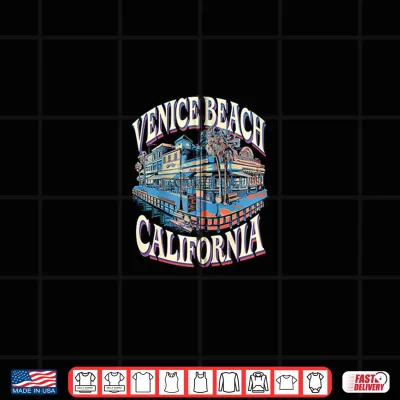 Design Retro Venice Beach West Coast Logo Shirt Shirt