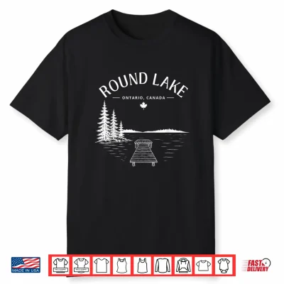Round Lake Dock Life Pine Trees Mountain Shirt