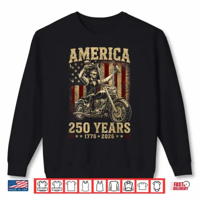 Sweatshirt Vintage Abraham Abe Lincoln Riding a Motorcycle 250 Years Shirt