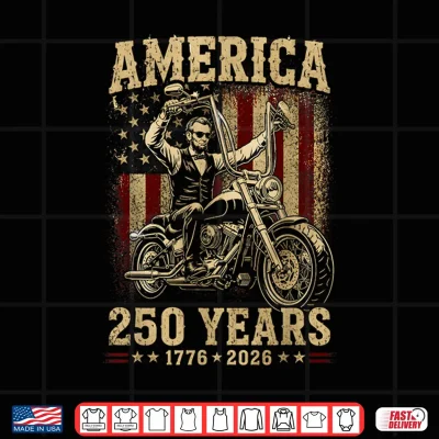 Design Vintage Abraham Abe Lincoln Riding a Motorcycle 250 Years Shirt