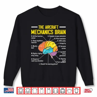 Sweatshirt Aircraft Mechanics Brain Funny Aviation Airplane Maintenance Shirt