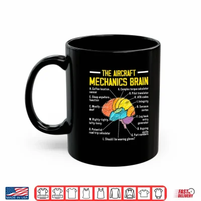 Mug Aircraft Mechanics Brain Funny Aviation Airplane Maintenance Shirt