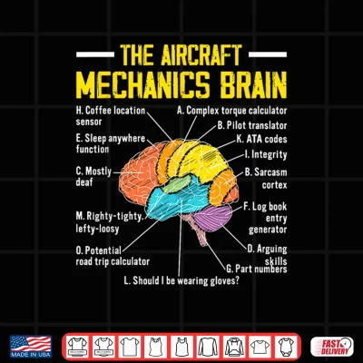 Design Aircraft Mechanics Brain Funny Aviation Airplane Maintenance Shirt