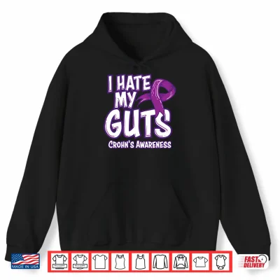 Hoodie Crohns Awareness Gift Funny I Hate My Guts Purple Ribbon Performance Shirt