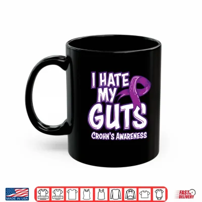 Mug Crohns Awareness Gift Funny I Hate My Guts Purple Ribbon Performance Shirt