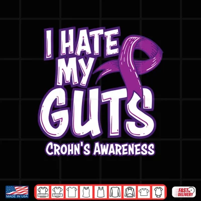 Design Crohns Awareness Gift Funny I Hate My Guts Purple Ribbon Performance Shirt