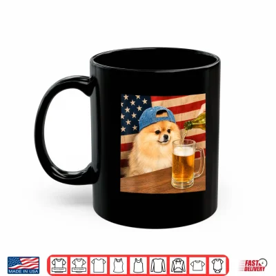 Mug Funny Pomeranian Drinking Beer Dog Meme Art Graphic Shirt