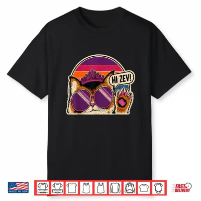 Hi Zev Funny Cat Princess Retro Sunset Sunglasses Crown Shirt