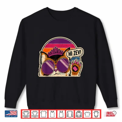 Sweatshirt Hi Zev Funny Cat Princess Retro Sunset Sunglasses Crown Shirt