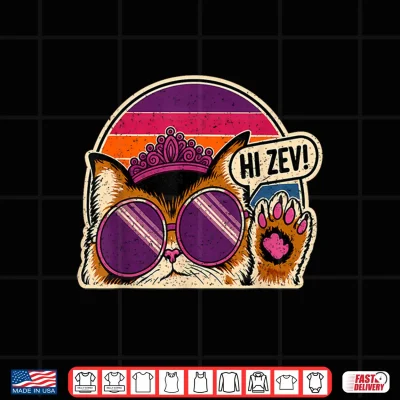 Design Hi Zev Funny Cat Princess Retro Sunset Sunglasses Crown Shirt