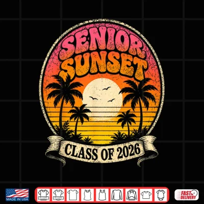 Design Senior Sunset Retro Graduation Class 2026 Shirt