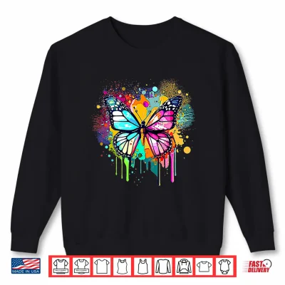 Sweatshirt Beautiful Butterfly for Woman Girl Butter Fly Butterflies Performance Shirt