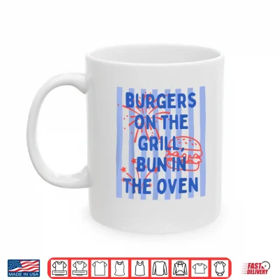 Mug Daisy Striped Burgers On The Grill Bun in The Oven Pregnant Shirt