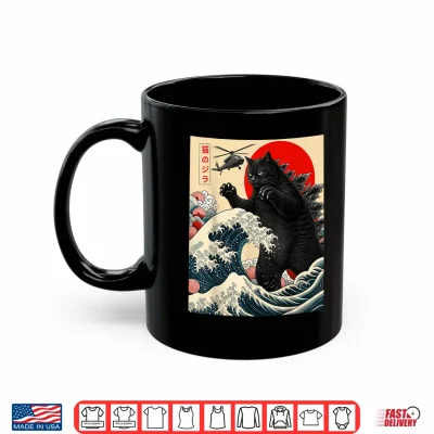 Mug Funny Catzilla Cat Japanese Art Anime Graphic Shirt