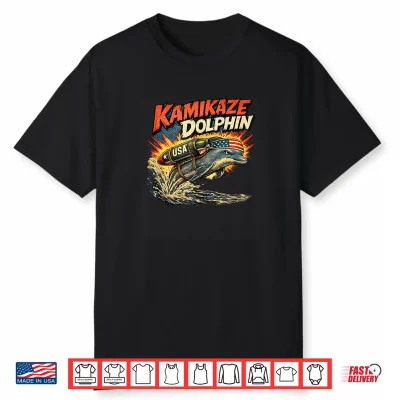 Kamikaze Dolphin Retro Comic Military Dolphin Lovers Graphic Shirt