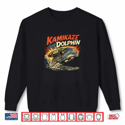 Sweatshirt Kamikaze Dolphin Retro Comic Military Dolphin Lovers Graphic Shirt