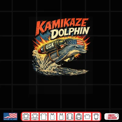 Design Kamikaze Dolphin Retro Comic Military Dolphin Lovers Graphic Shirt