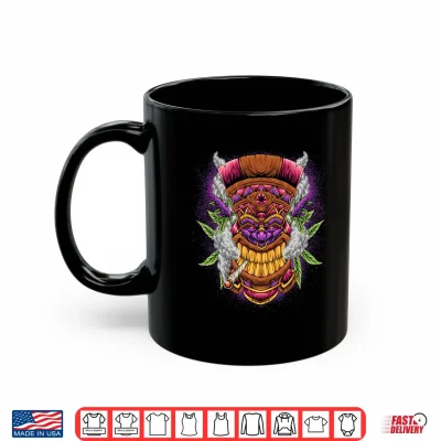 Mug Mens Funny Weed Marijuana Smoking Tiki Man Totem Mask Performance Shirt