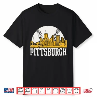 Pittsburgh Lovers Skyline Retro Baseball Heartbeat Men Women Shirt