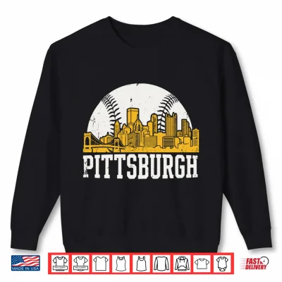 Sweatshirt Pittsburgh Lovers Skyline Retro Baseball Heartbeat Men Women Shirt