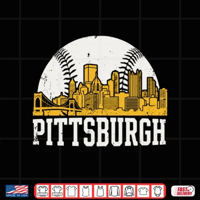 Design Pittsburgh Lovers Skyline Retro Baseball Heartbeat Men Women Shirt