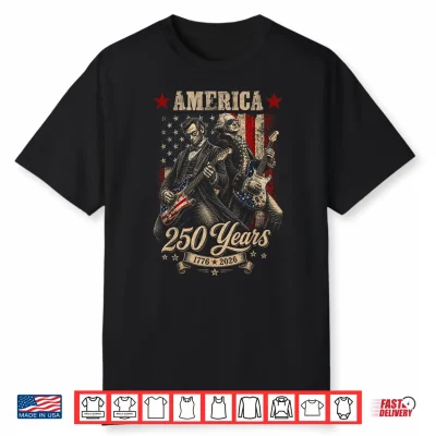 Vintage Washington Lincoln Playing Guitar 250 Years America Shirt