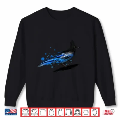 Sweatshirt Watercolor Blue Stellar Jay Bird Artistic Animal Watercolour Performance Shirt