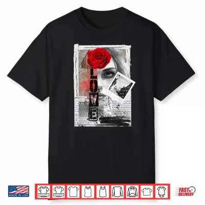 Dark Romance Streetwear Graphic Gothic Red Rose Lover Shirt