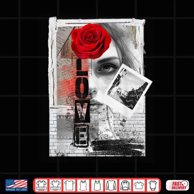 Design Dark Romance Streetwear Graphic Gothic Red Rose Lover Shirt