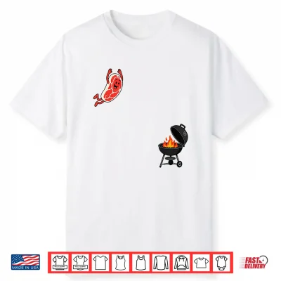 Steak Dive Funny Flying Steak Bbq Grilling Cartoon Humor Art Shirt
