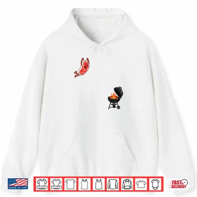 Hoodie Steak Dive Funny Flying Steak BBQ Grilling Cartoon Humor Art Shirt