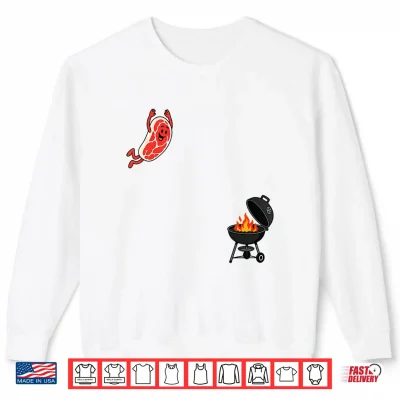 Sweatshirt Steak Dive Funny Flying Steak BBQ Grilling Cartoon Humor Art Shirt