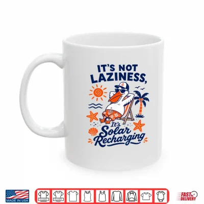 Mug Silly Pelican Funny Summer Beach Vacation Solar Recharging Shirt