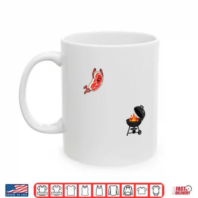 Mug Steak Dive Funny Flying Steak BBQ Grilling Cartoon Humor Art Shirt