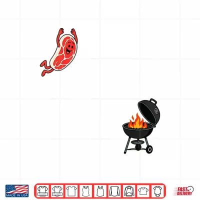 Design Steak Dive Funny Flying Steak BBQ Grilling Cartoon Humor Art Shirt