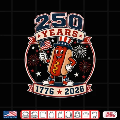 Design 250 Anniversary USA Hot Dog 4th of July 250 Years 1776 2026 Shirt
