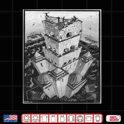 Design Eschers Tower of Babel Performance Shirt